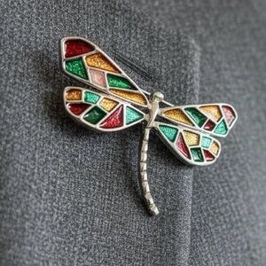Colorful Dragonfly Mosaic Pin NWT